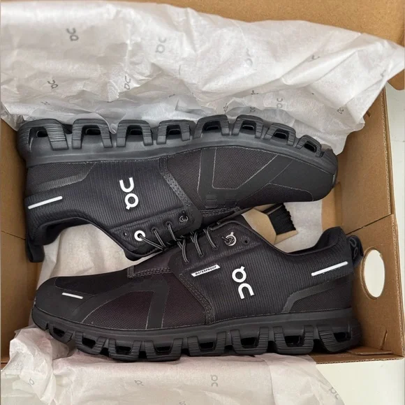 NWT💎On Cloud 6 Black Waterproof Running Shoe Sneaker 8.5W New in Box Retail $175 - Picture 2 of 4